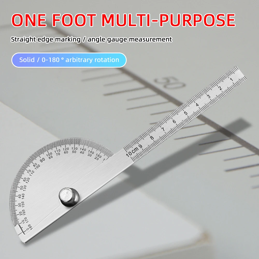 180 Degree Protractor Metal Angle Finder Goniometer Angle Ruler Stainless Steel Woodworking Tools Rotary Measuring Ruler 100/150