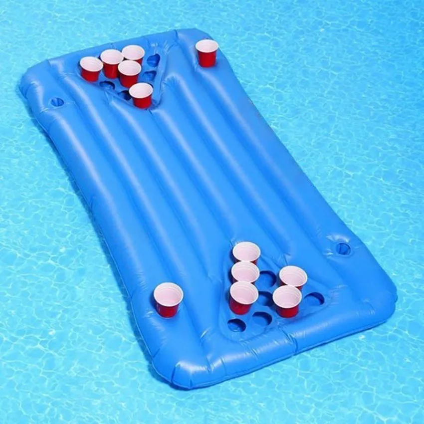 

PVC Inflatable Floating Recliner Pools Mattress Table Tennis Game Cups Holes Floating Row Entertainment Floating Pad For Party