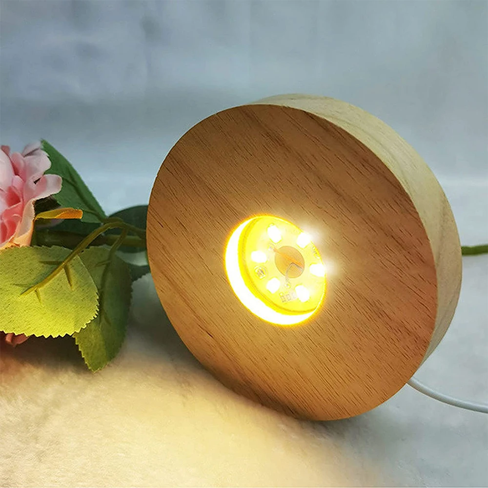 Wood Light Base Rechargeable Remote Control Wooden LED Light Rotating Display Stand Lamp Holder Lamp Base Art Ornament New