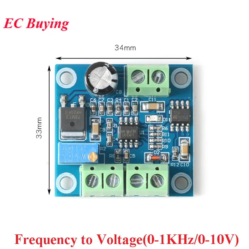 2Pcs/1pc PWM Frequency to Voltage Converter Board Module 0-10KHz to 0-10V 0-10V to 0-10KHz Adjustable PWM Voltage to Frequency