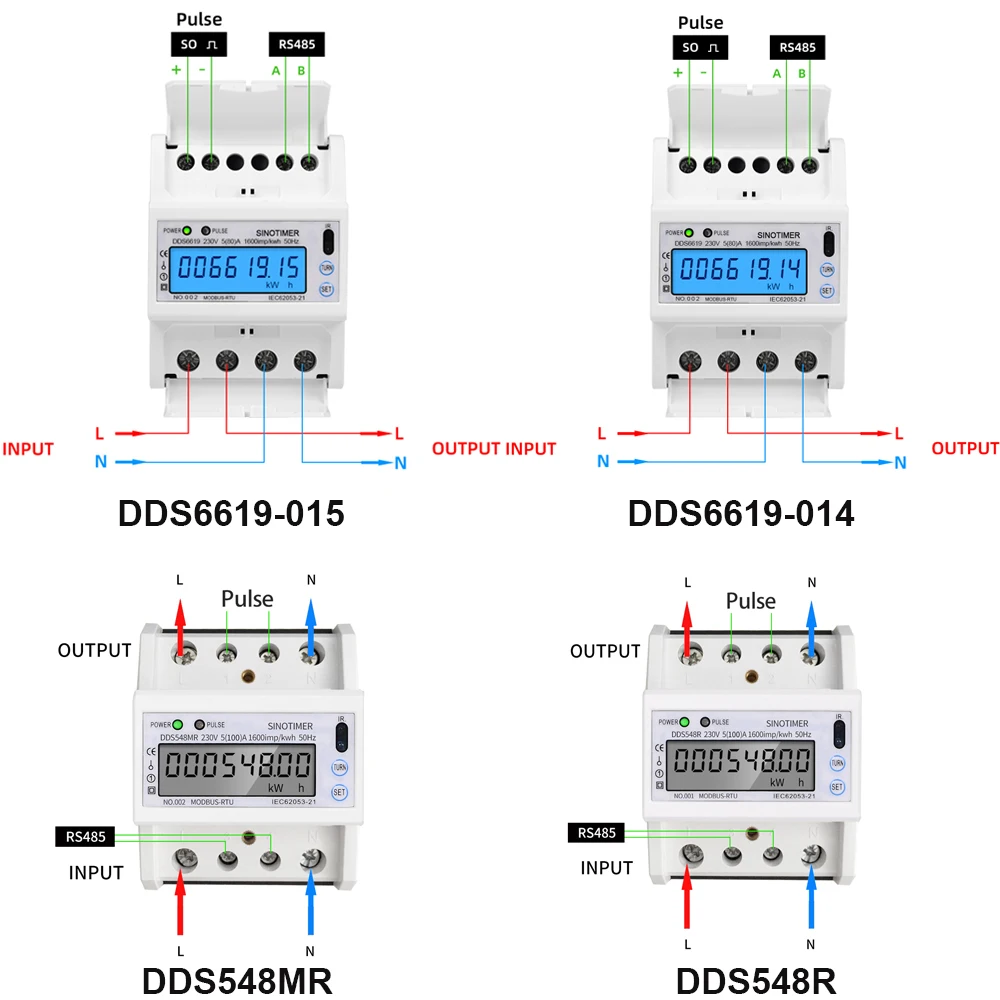 015  NEW AC 220V Power Saving Meter Energy Meter RS485 Modbus Single Phase DIN Rail LCD Digital with backlight Multifunctional