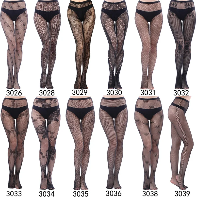 Sorbern 5 Đôi Tất Nữ Gợi Cảm Fishnet Lưới Nylon Lưới Ren Vớ Co Giãn Thun Chặt Đen Quần 70 Phong Cách