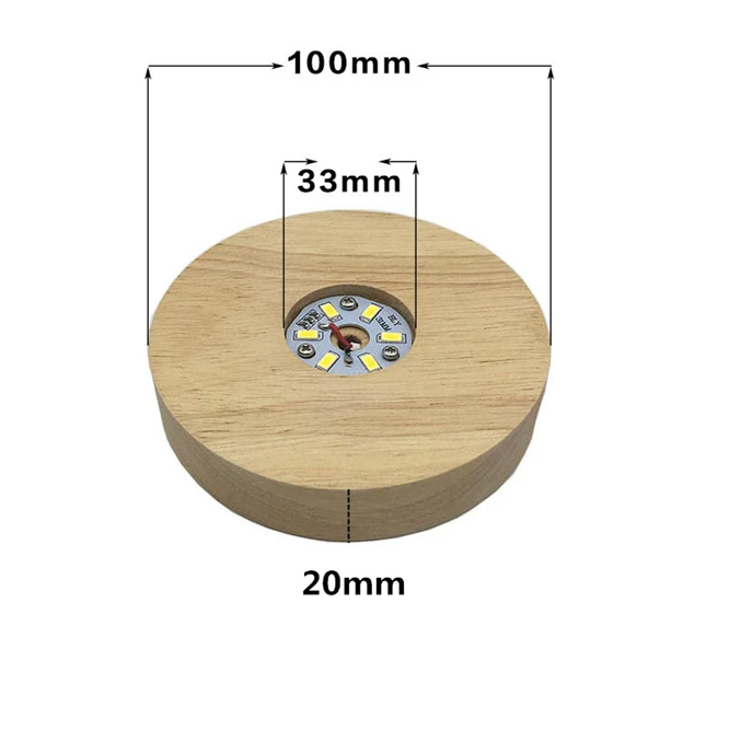 Solid wood LEDs Luminous Base Light Crystal Glass Transparent Objects Display Laser Round Stand Base for Cocktail Bar supplies