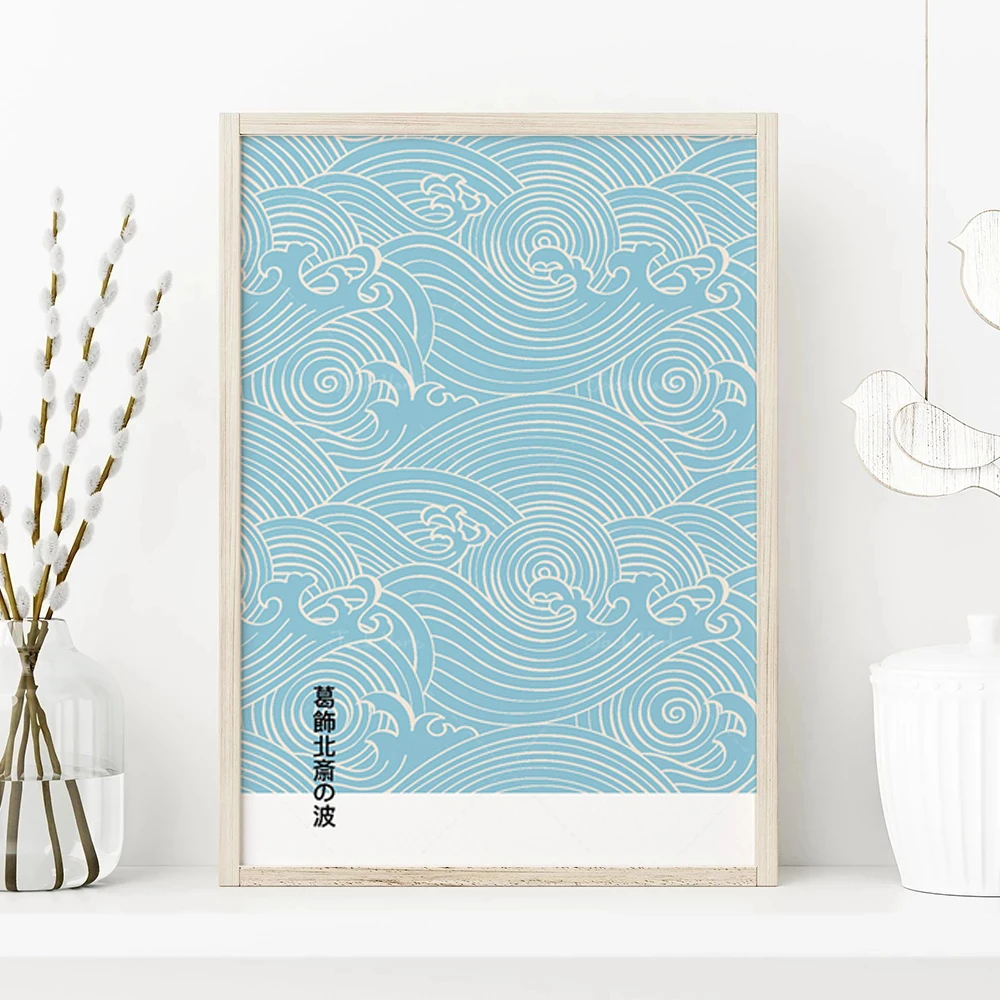 Vintage Japanese Art Waves Hokusai Poster Aesthetic Wall Art Minimalist Pictures for Living Room Modular Home Decor Cuadros