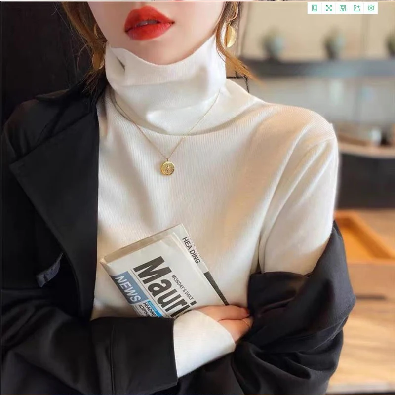 Turtleneck Women Sweater 2021 Autumn Winter Korean Fashion Basic Tops Slim Pullover Casual Soft Thin Knit Sweaters Long Sleeve