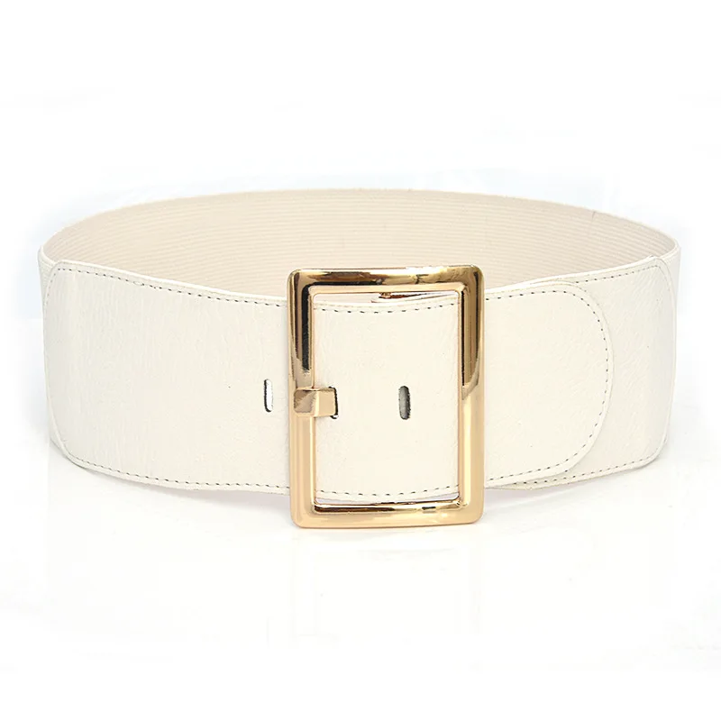 Gold Square Buckle Women Waist Belt Fashion Wide Elastic Belt Dress Accessories Belts for Women Luxury Decorative Waistband 2020