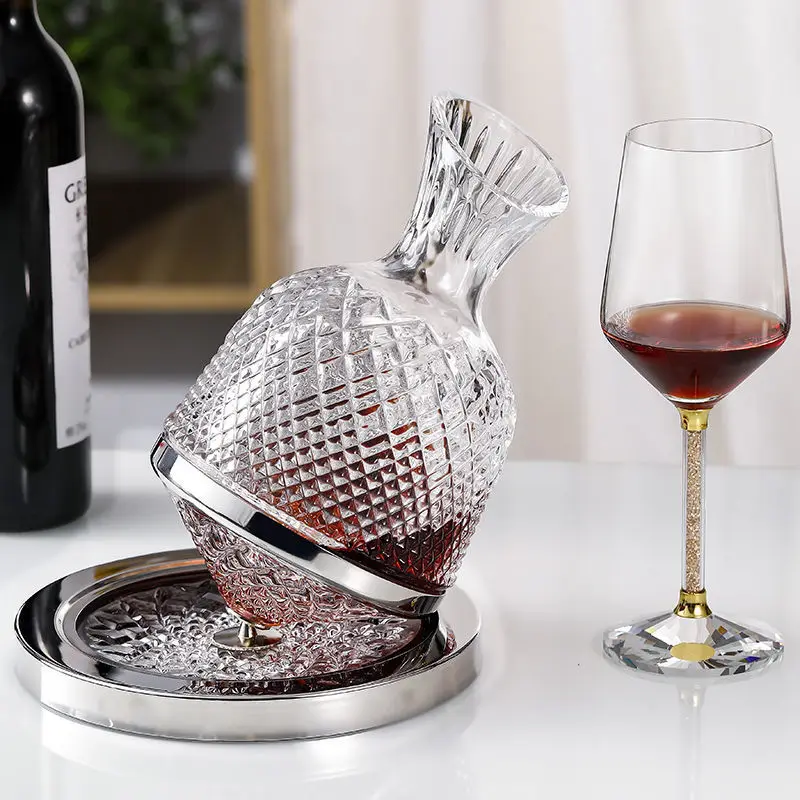 

Rotating crystal glass decanter red wine European Court retro high grade crystal home gift giving top wine distributor wine pot