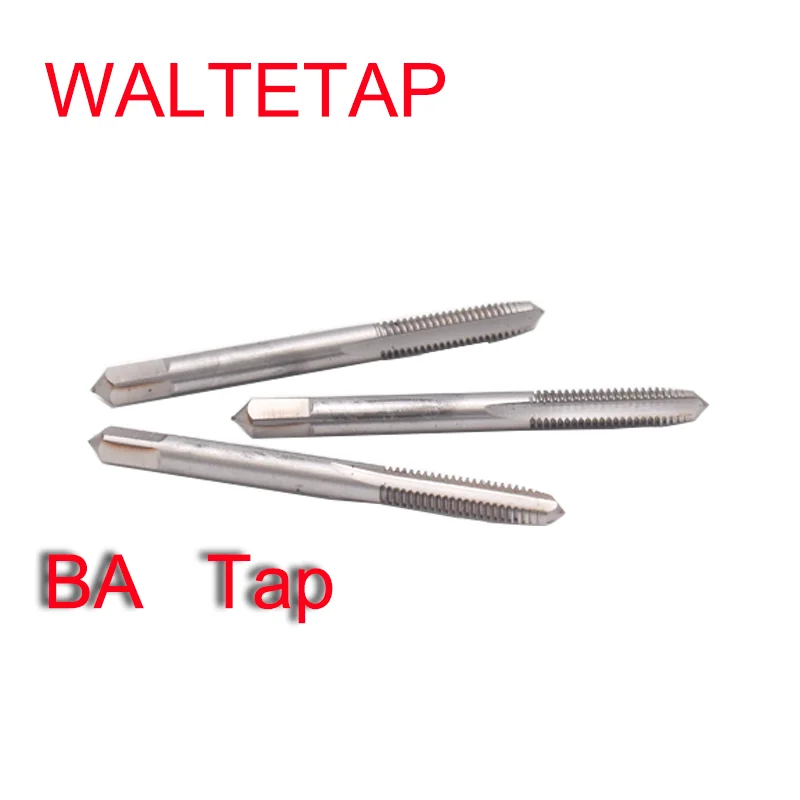 WALTETAP HSSE BA Tap มาตรฐานตรง Groove Thread Taps สกรู Hand Tap 1BA 2BA 3BA 4BA 5BA 6BA