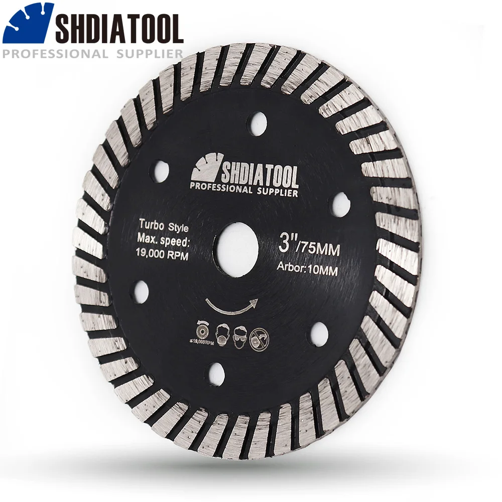SHDIATOOL 1/2 sztuk Dia75mm diament piła Turbo do płytki ceramiczne betonu granit dla Mini młynek tarcza do cięcia Bore10mm
