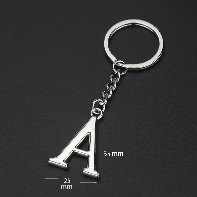 Metal DIY A-Z Letters keyChain Silver Color Car Key Ring Women Charm Gift  26 Letters Key chain Party Gift Key Ring 2221