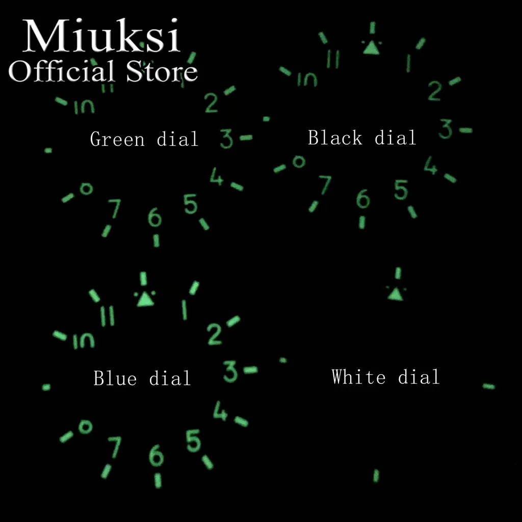 Miuksi 37mm black blue green white watch dial fit ETA 6497 or Seagull ST3600 movement