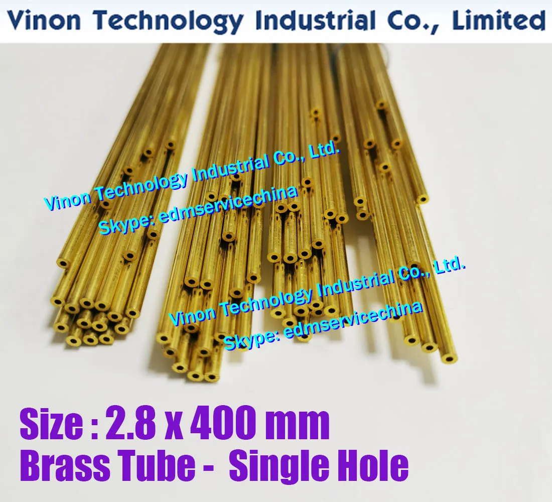 (20PCS/LOT) 2.8x400MM EDM Brass Tube Single Hole, Brass EDM Tubing Electrode Tube Single Channel, Diameter 2.8mm, 400mm Long