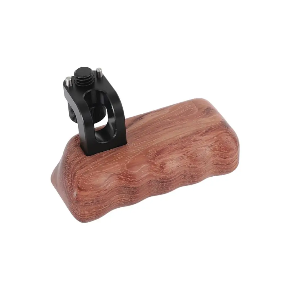 CAMVATE Camera Wooden Handle Grip With 3/8"-16 Thumbscrew Lock Knob & ARRI Locating Pins For DSLR Camera Cage Rig Support System