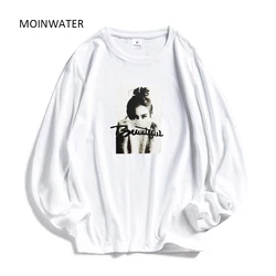 MOINWATER New Women Fashion Long Sleeve T shirts Female Cotton White Tees&Tops Lady High Street Casual Black Tshirt MLT1904