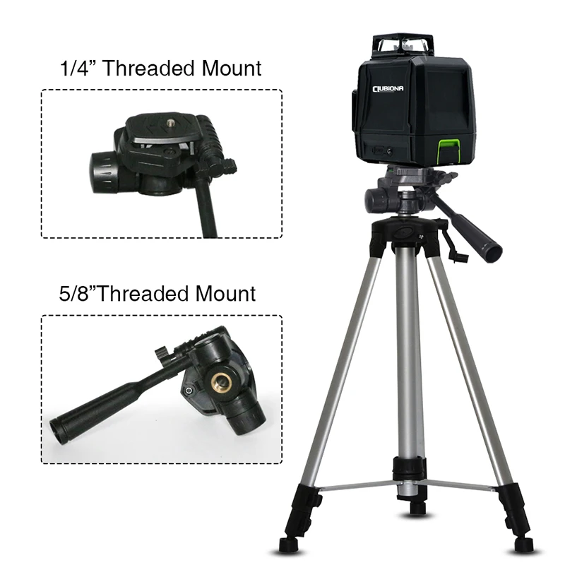 Clubiona Multi-function Travel Camera Tripod Adjustable Laser Level Tripod with 1/4 Screw Pan Head,with Bubble Level