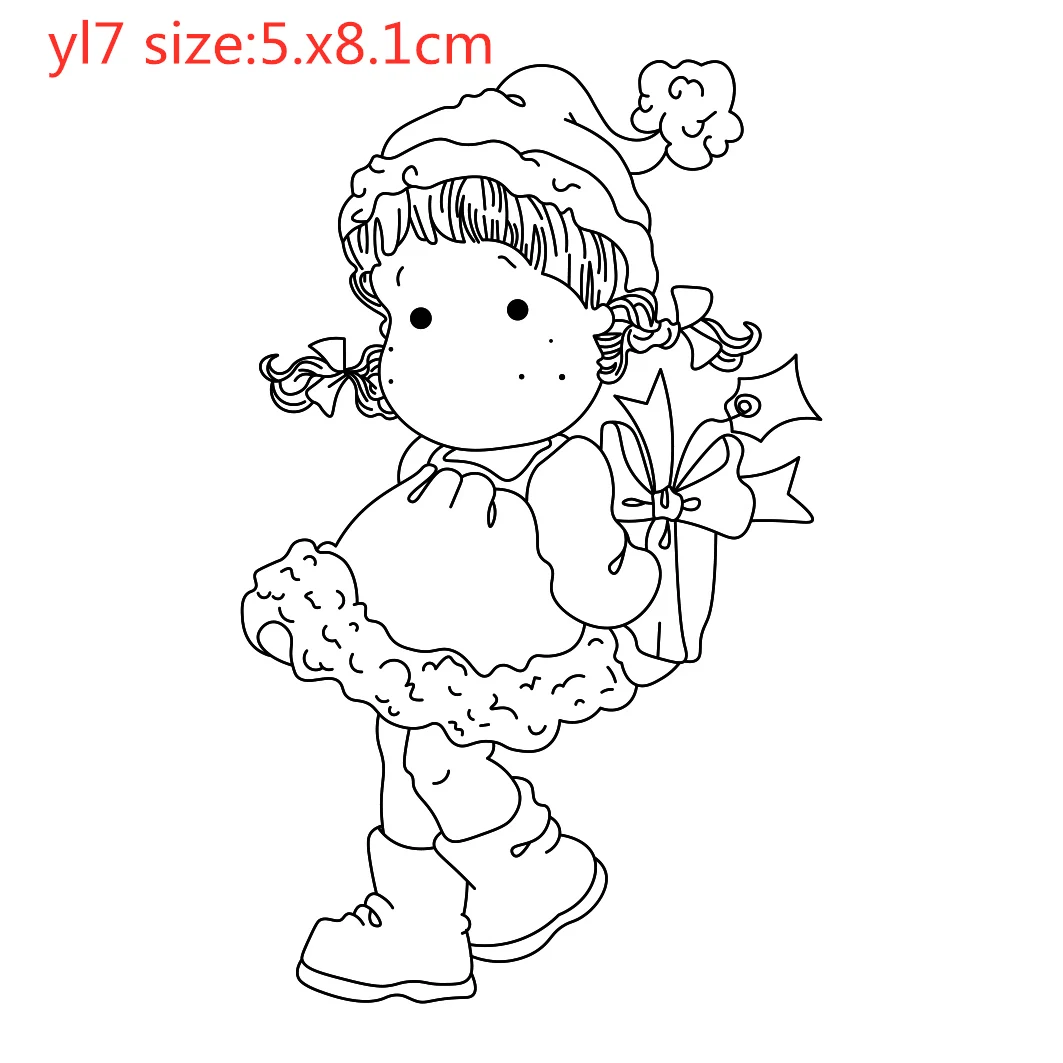 ClearMagnolia Girl Transparent Silicone Rubber Stamp, Metal Die Sheet Cling, DIY Scrapbooking, Cute Pattern, Photo Album Stamp