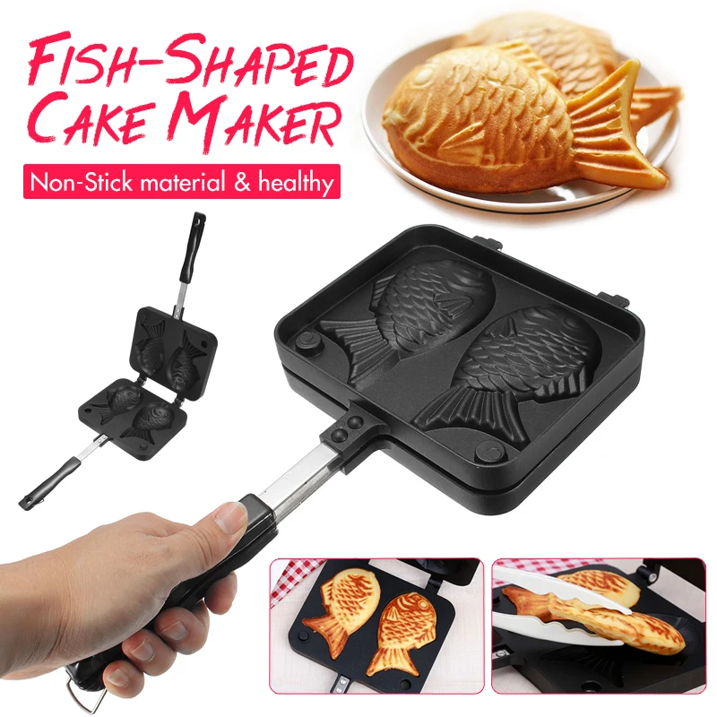 

Taiyaki Japanese Fish Shape Bakeware Pan Non-Stick Cake Home Double Pan DIY Dessert Cooking Pan Plate Breakfast Waffle Machine