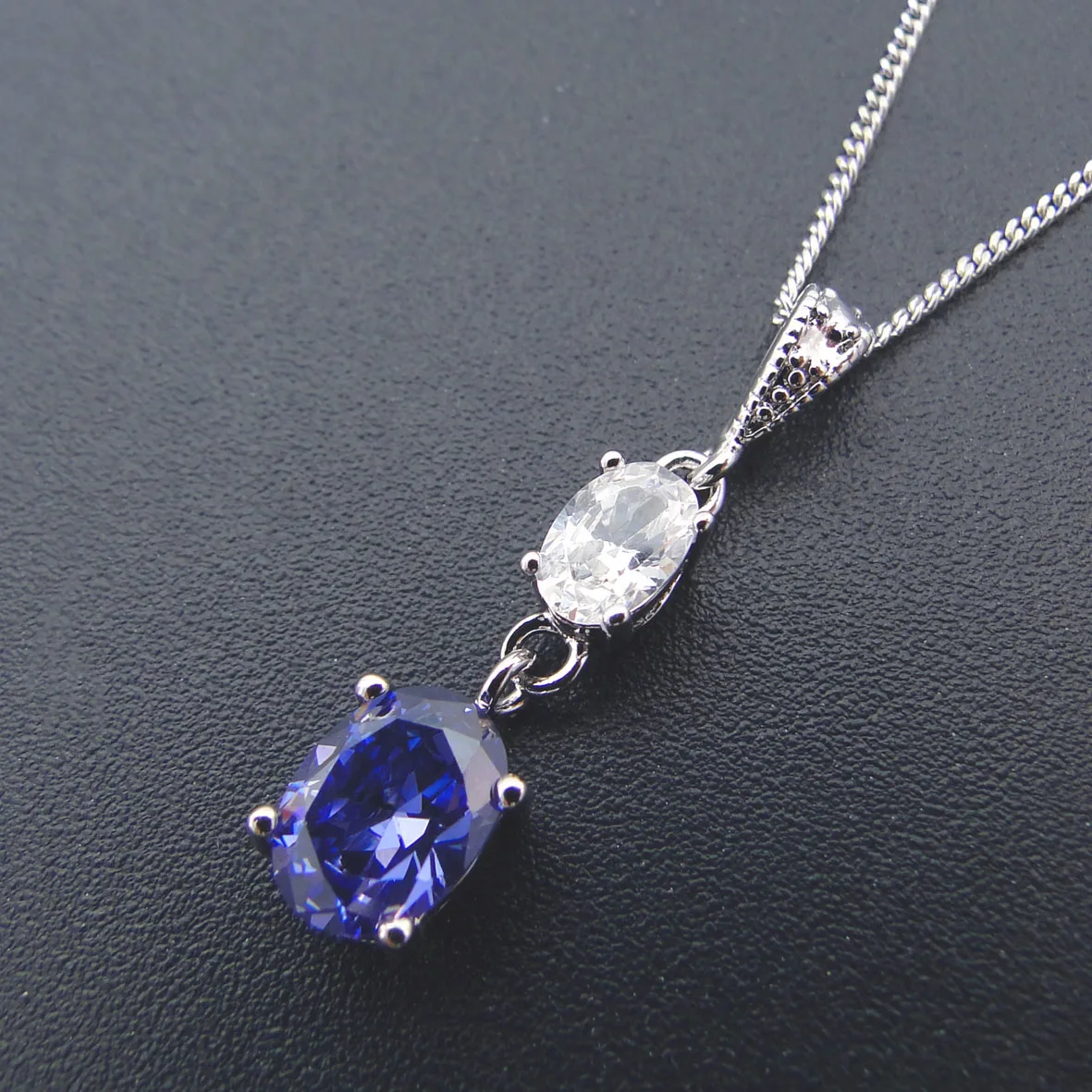 Tanzanite Pendant with White Topaz in Brass Gift Giving