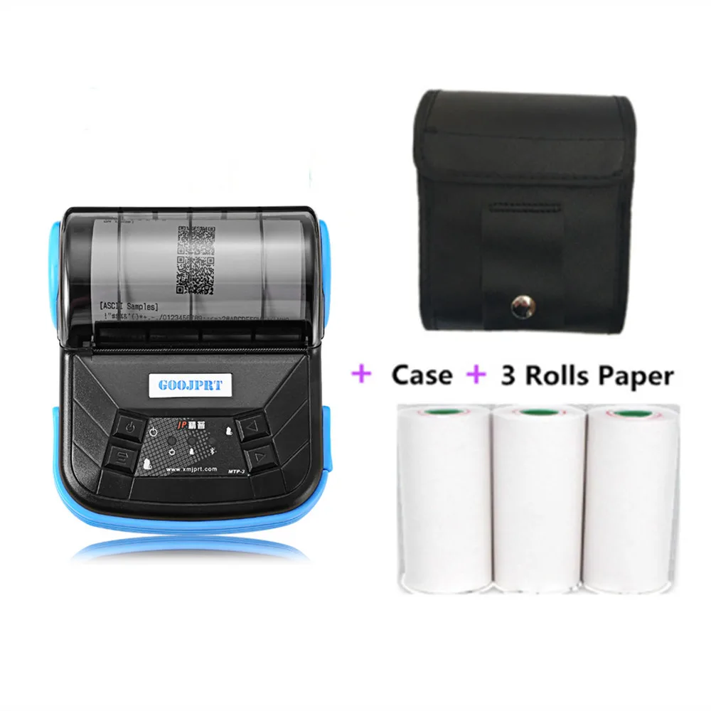 80mm Thermal Printer Mini Protable Ticket Bill Receipts Printer Bluetooth Wireless Pocket Label Machine for Business Home Store