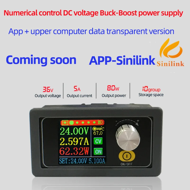 XYS3580 DC Buck Boost Converter CC CV 0.6-36V 5A Power Module Adjustable Regulated Laboratory Power Supply 5V 9V 12V 24V