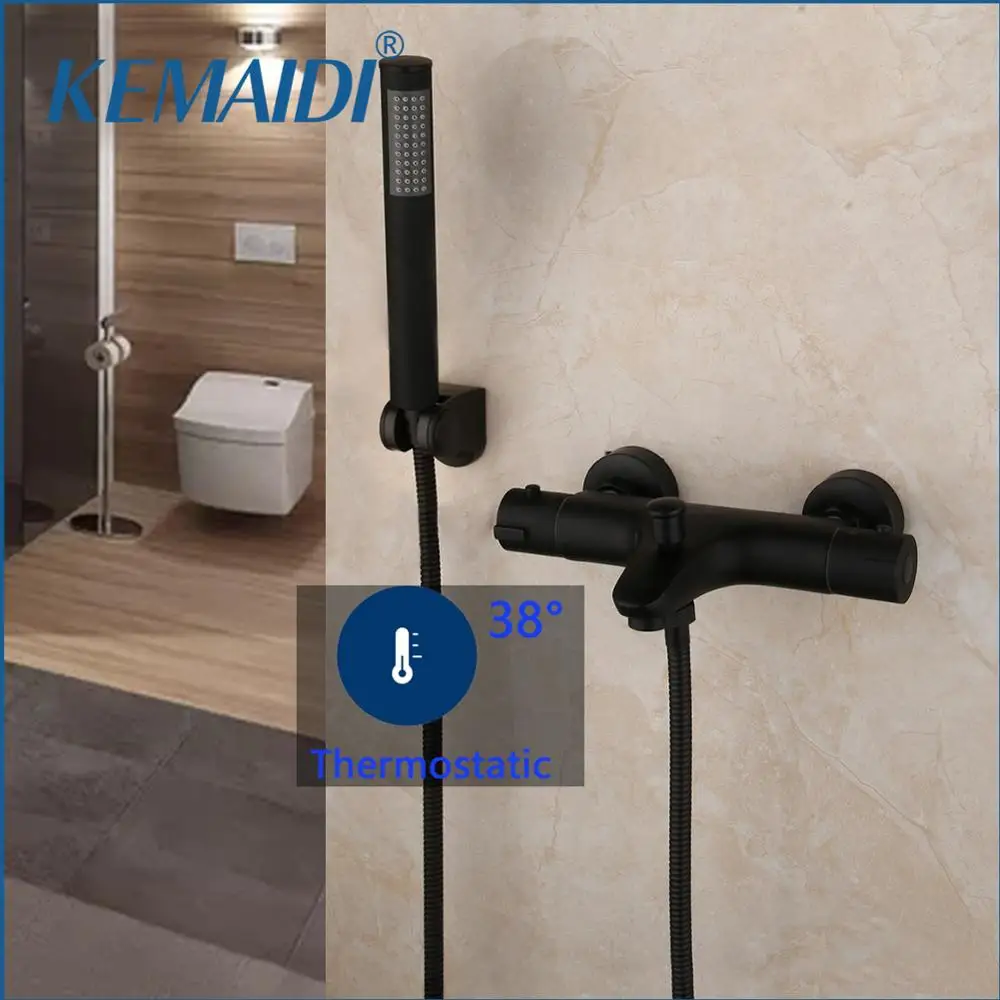 

KEMAIDI Matte Black Bathtub Shower Faucet 38° Thermostatic Mixer Constant Temperature Shower Systerm Bathtub Mixers Tap