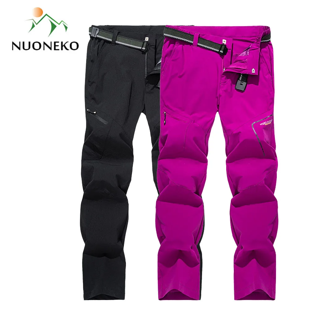 NUONEKO Stretch Outdoor Pants Men Women Summer Quick Dry Mountain Climbing Fishing Hiking Trekking Waterproof Trousers 8XL PN55