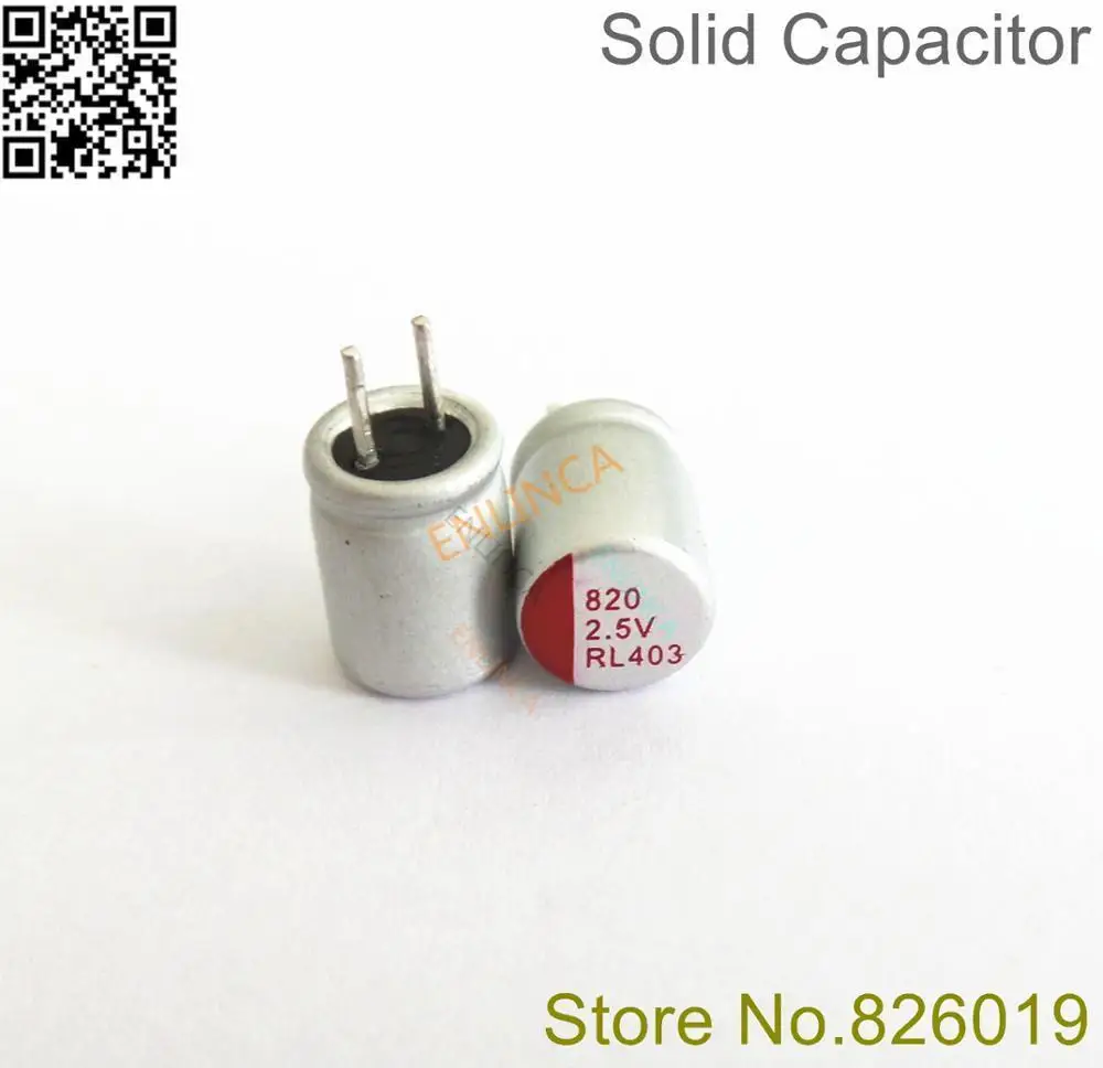 

10pcs/lot 2.5V 820UF 6.3*8 Solid Electrolytic Capacitors For Motherboard Low ESR 820UF 2.5V