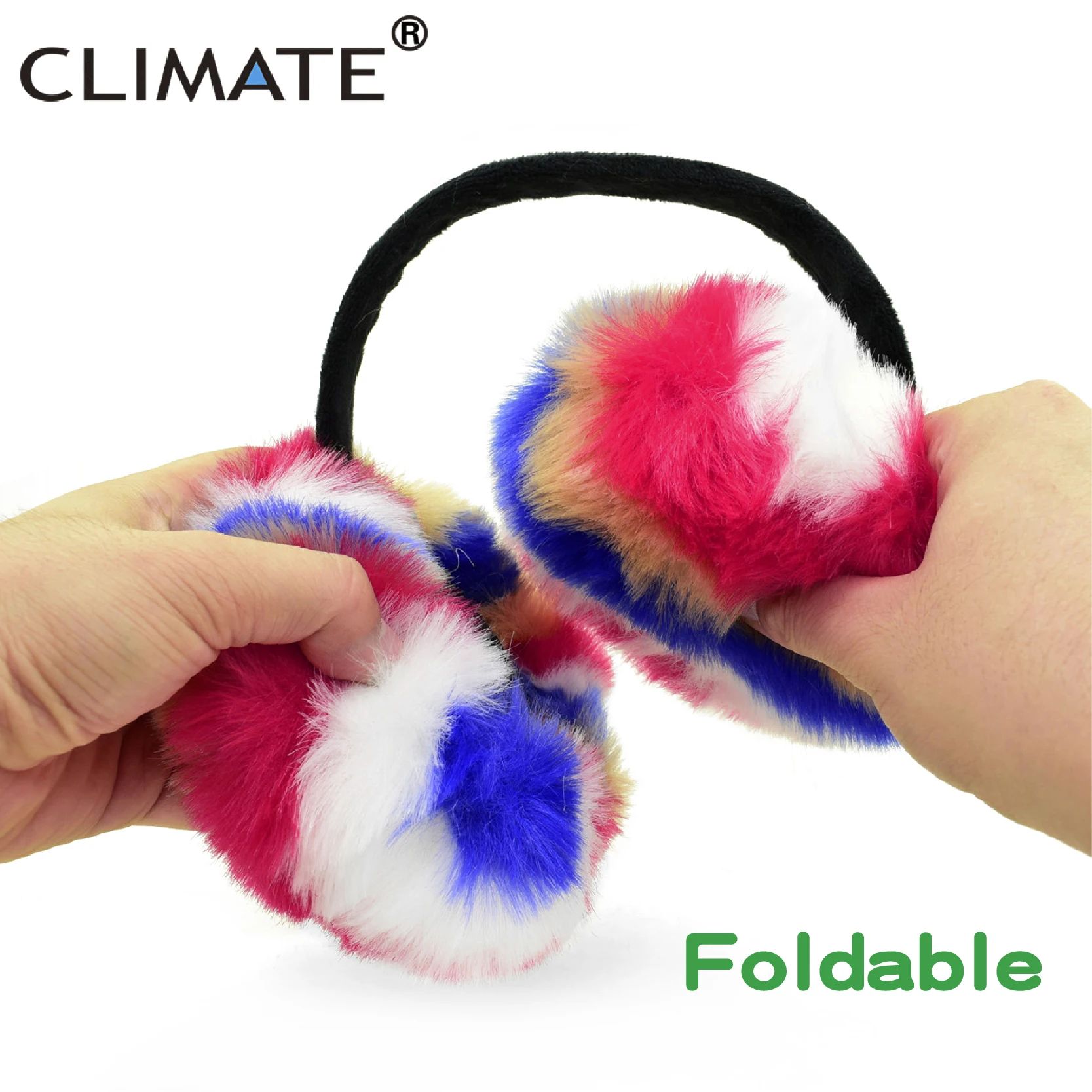 CLIMATE Women Colourful Earmuffs Rainbow Foldable Ear Muff Cover Lovely Collapsible Ear Muff Muffs for Women Teenager Girls