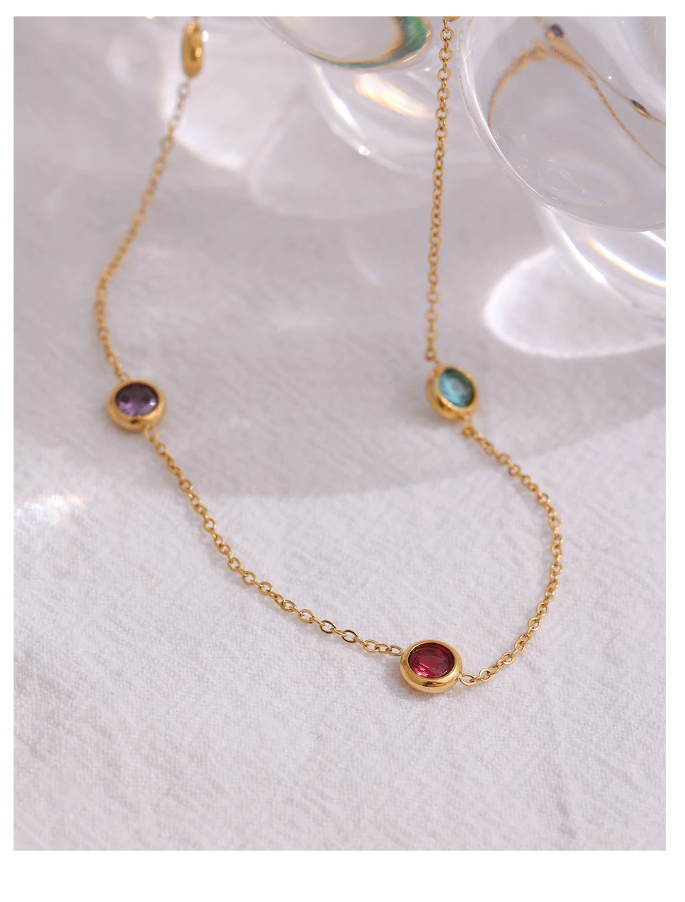 Yhpup 316L Edelstahl Kette Halskette Zarte Bunte Zirkonia Kragen Halskette Trendy Schmuck Bijoux Femme Party – Detail 10