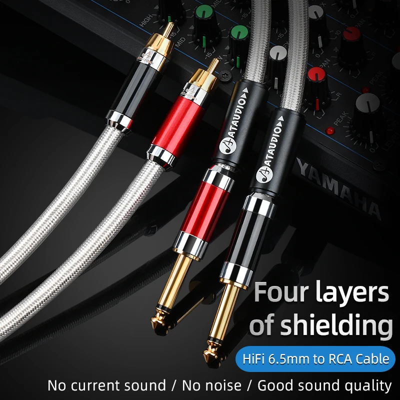 Hifi Dual 6.35mm to Dual RCA Audio Cable for Mixing Console Amplifier 2RCA to 2*1/4