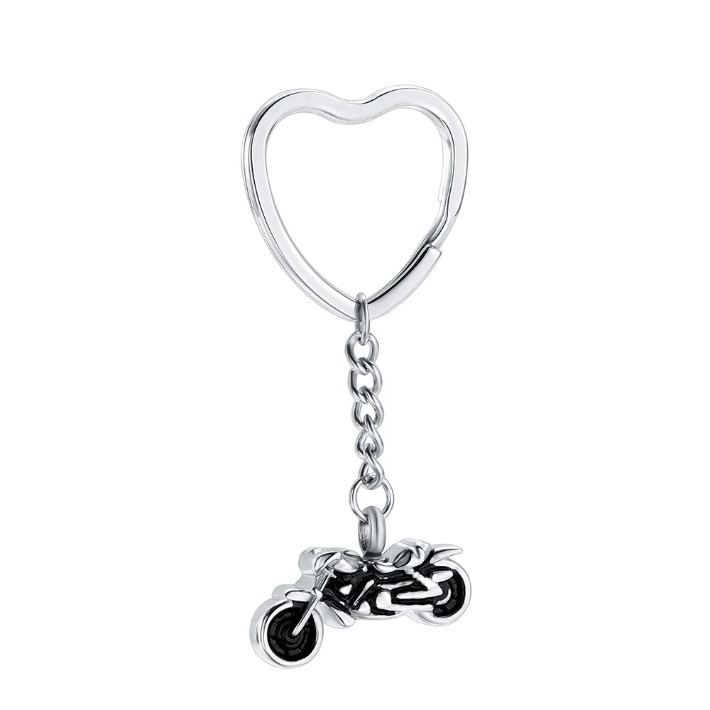 

Stainless Steel Men Motorcycle Cremation Jewelry Keychain Memorial Ash Keepsake Memorial Pendant with Heart Key Ring