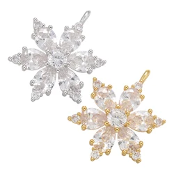 ZHUKOU gold color Crystal Snowflake charms for Handmade Earrings Necklace Jewelry Accessories Supplies Wholesale VD1021