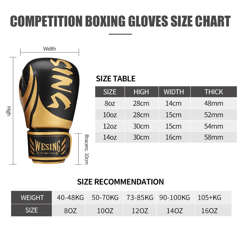 Wesing Professional boxing gloves fight MMA Gloves Martial Arts competition training mitts