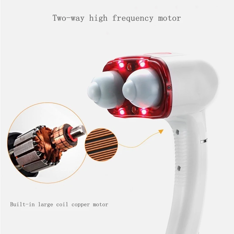 Body massager electric double head hand massager waist leg neck body vibration pulsating anion red light massage relaxing muscle