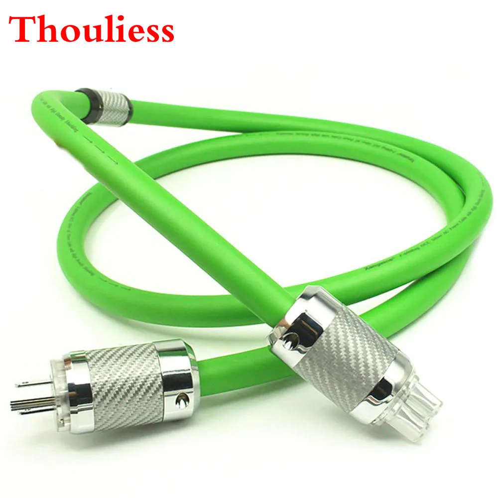 Thouliess 8N Silver Plated 6cores US/EU Power Cable  Audio Speaker AC Power Cord with Carbon Fiber US/EU Power Plug Connector