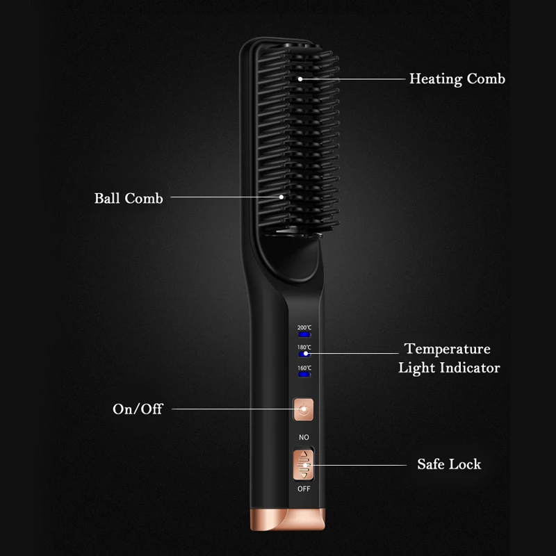 Peine alisador con pantalla Digital 3D, alisador de pelo eléctrico, herramienta de peinado