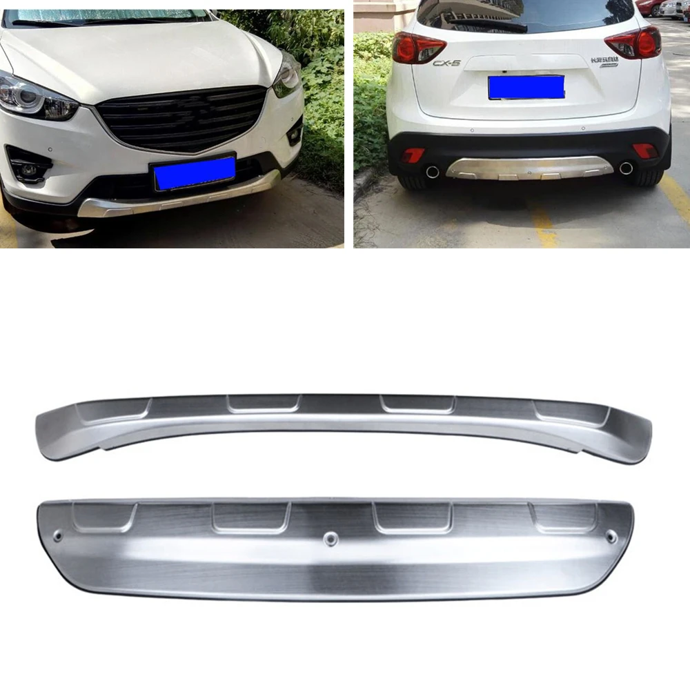 

For Mazda CX-5 CX5 2012-2016 Stainless Steel Tow Mud Fender Cover Panel Front Spoiler+Rear Bumper Diffuser Guard Skid Plate Lip