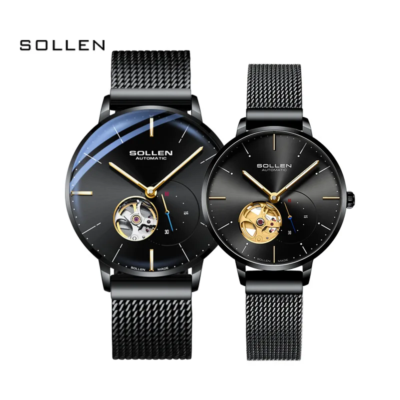 Automatic Mechanical Hollow Design Men Mechanical Wristwatch Stainless Steel GMT Watch Top Brand Couple Watches relogio masculin