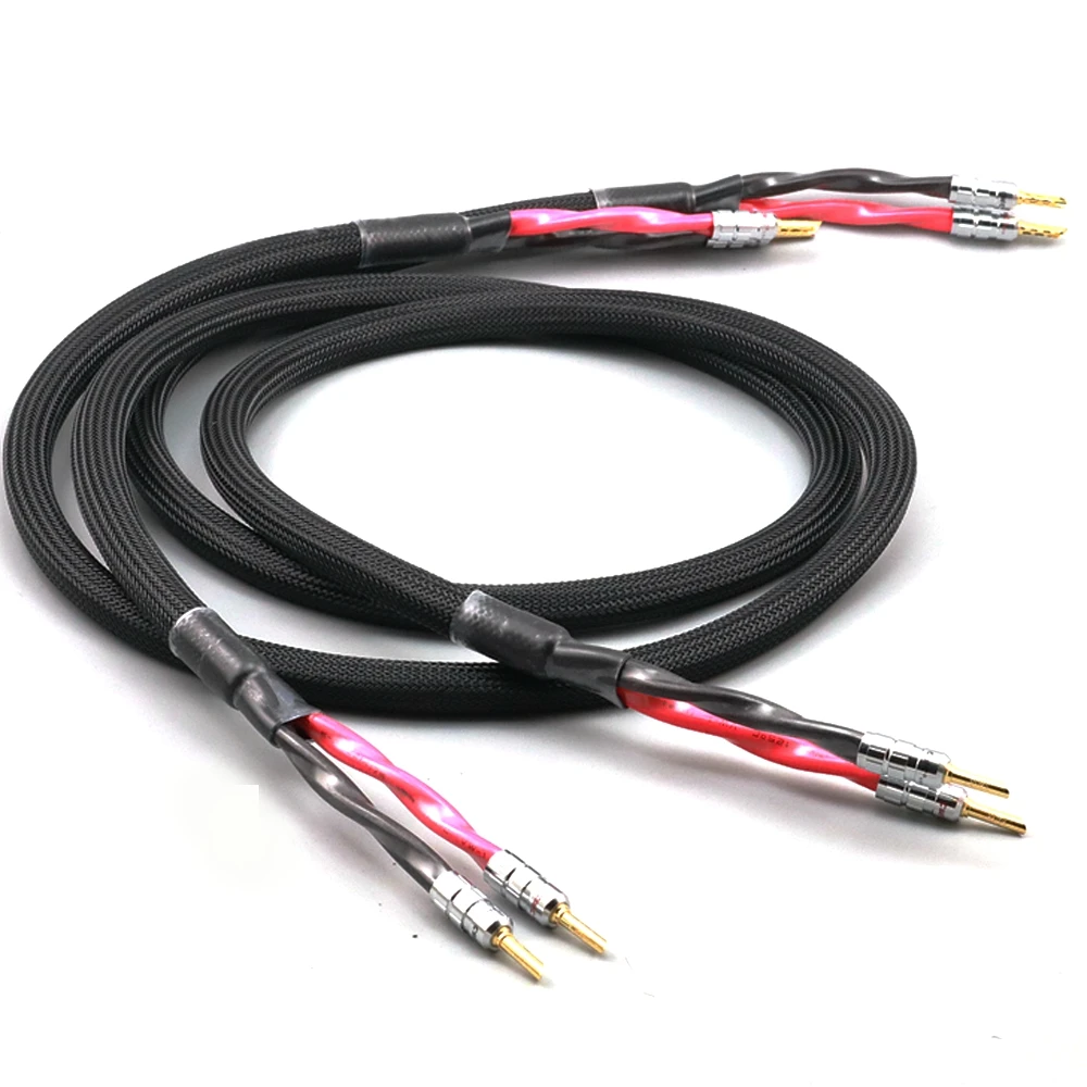 Pair hifi audio Speaker Cable hi-end 5N OCC High Performance Speaker Wire With CMC Gold-plated Banana Jack