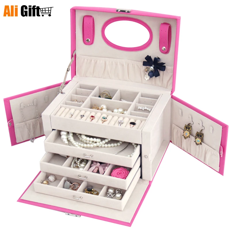 Multifunctional Jewelry Box Princess European Korea Ring Box Upscale Jewelry Storage Box Wedding Gifts Portable Dressing Case