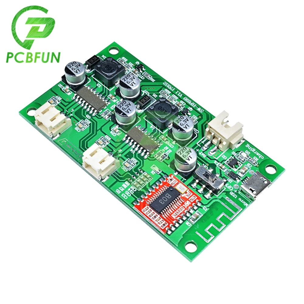 2-CH 2X 6W Stereo Bluetooth Amplifier Board Lithium Battery Powered AMP DC 5V 3.7V for Speaker Impedance 4Ω 6Ω 8Ω for Arduino