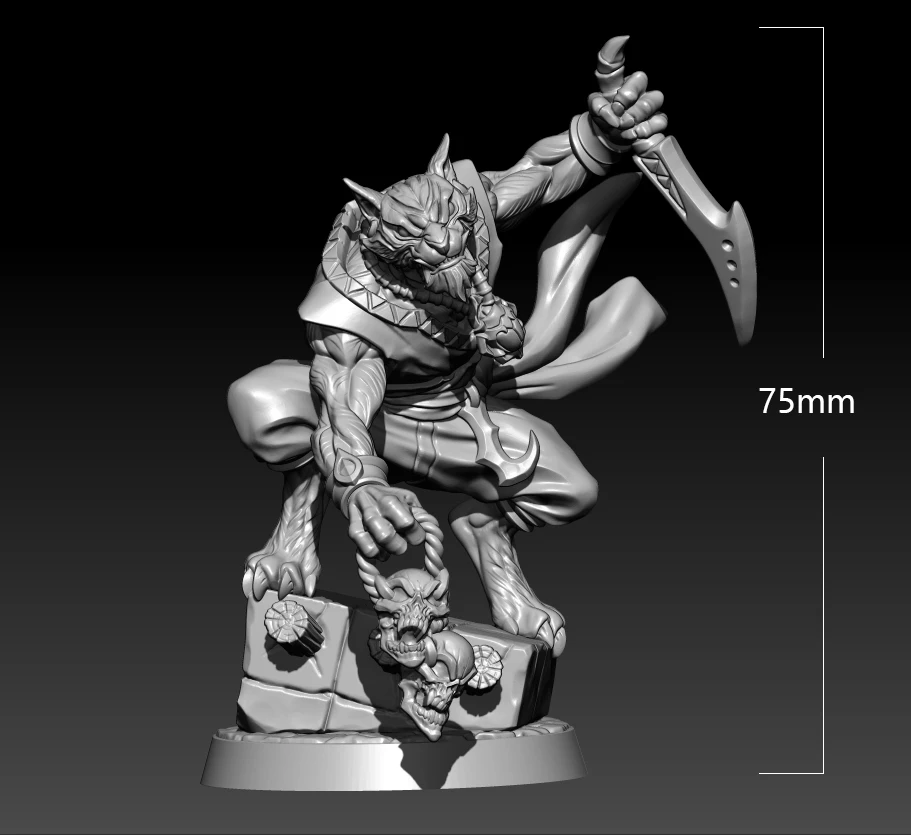 75mm Resin Model Kits Tiger Warrior Lord Figure Unpainted No Color DW-076