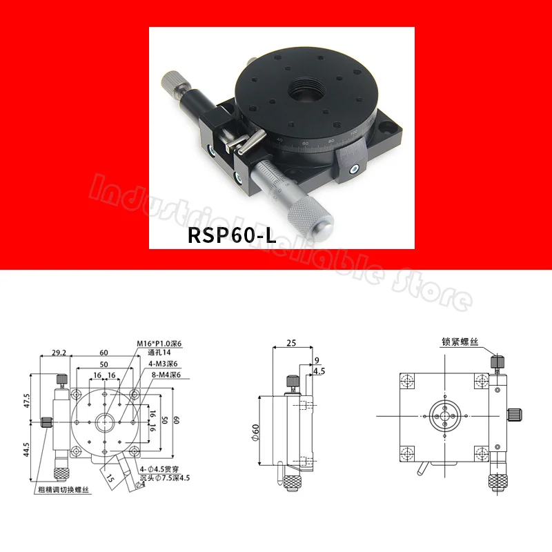 Imagem -05 - Axis 60 mm 90 125 mm Manual de Rotação Plataforma Deslizante Fase Precisão Rolamento Linear Fase Carga Rs60-l Rs90-l Rsp40-l Rsp60-l r