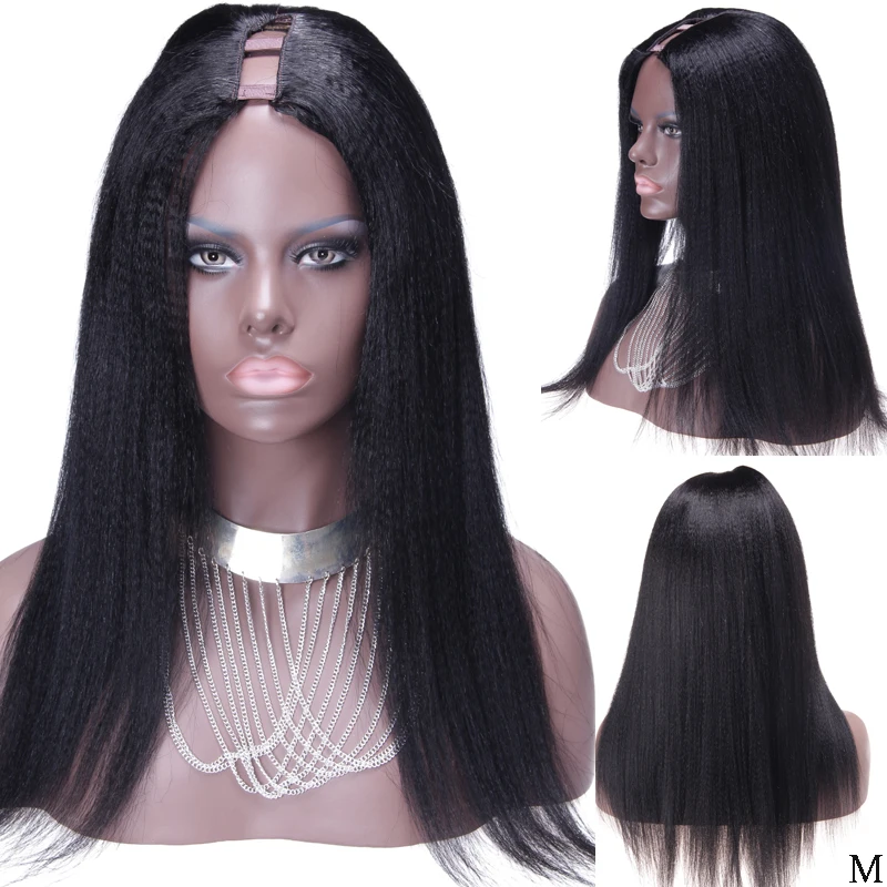 Cassiopeia Hair 30inch 180% Density U Part Wig Human Hair Yaki Straight Human Hair Wig Brazilian Virgin Light Yaki Hair Wigs