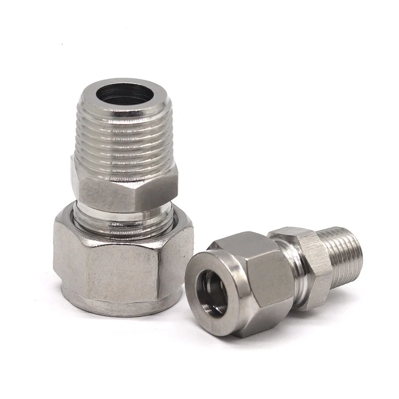 

2Pcs 1/8" NPT x 3MM Double Ferrule Tube Compression Fitting Male Thread Connector NPT Stainless Steel 304