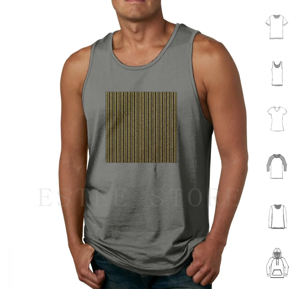 Art Deco Gold-Glitter Thin Vertical Lines On Black Tank Tops Vest Sleeveless Art Art Style Art Design Deco02 Glitter