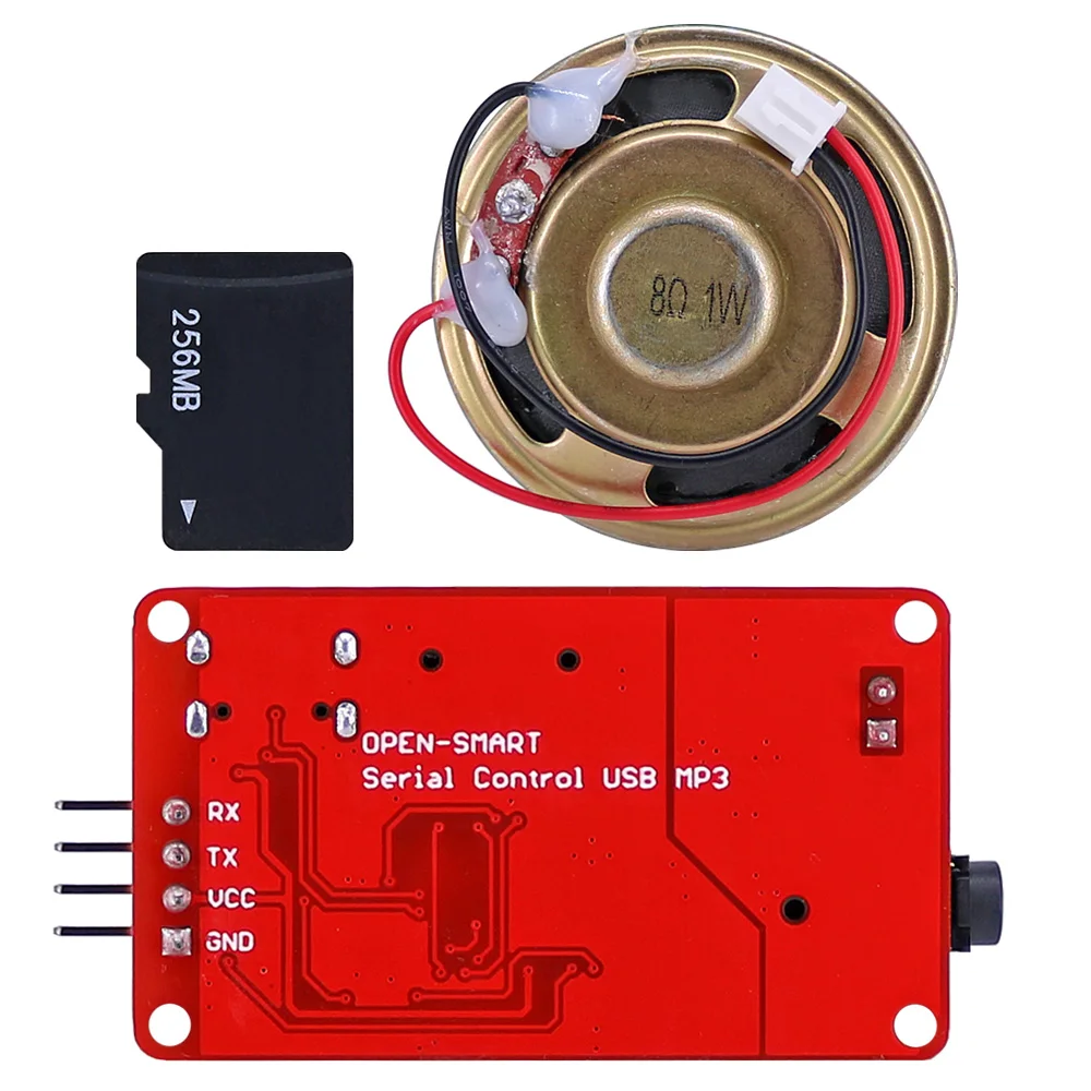 UART Serial Control USB MP3 WAV Audio Music Player Module Onboard Amplifier + 1W Speaker + Micro TF Card Compatible for Arduino