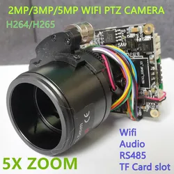 Módulo de cámara inalámbrica Mini PTZ, alarma de detección humana Starlgiht, Audio Onvif 5X Motorzied ZOOM RS485 H.265/H.264, 5MP, 2MP, Zoom 5X