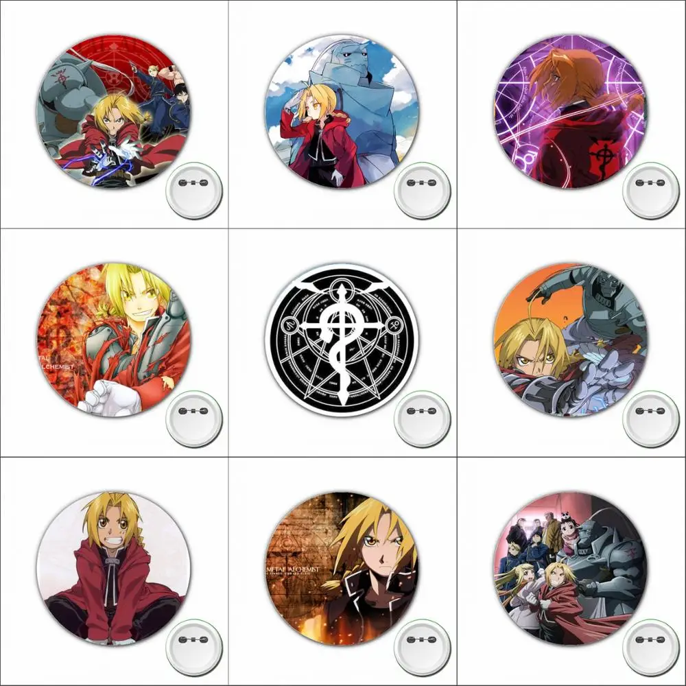 3pcs Japan anime Fullmetal Alchemist Cosplay Badge Cartoon Cute Brooch Pins for Backpacks bags Badges Button Clothes Accessories