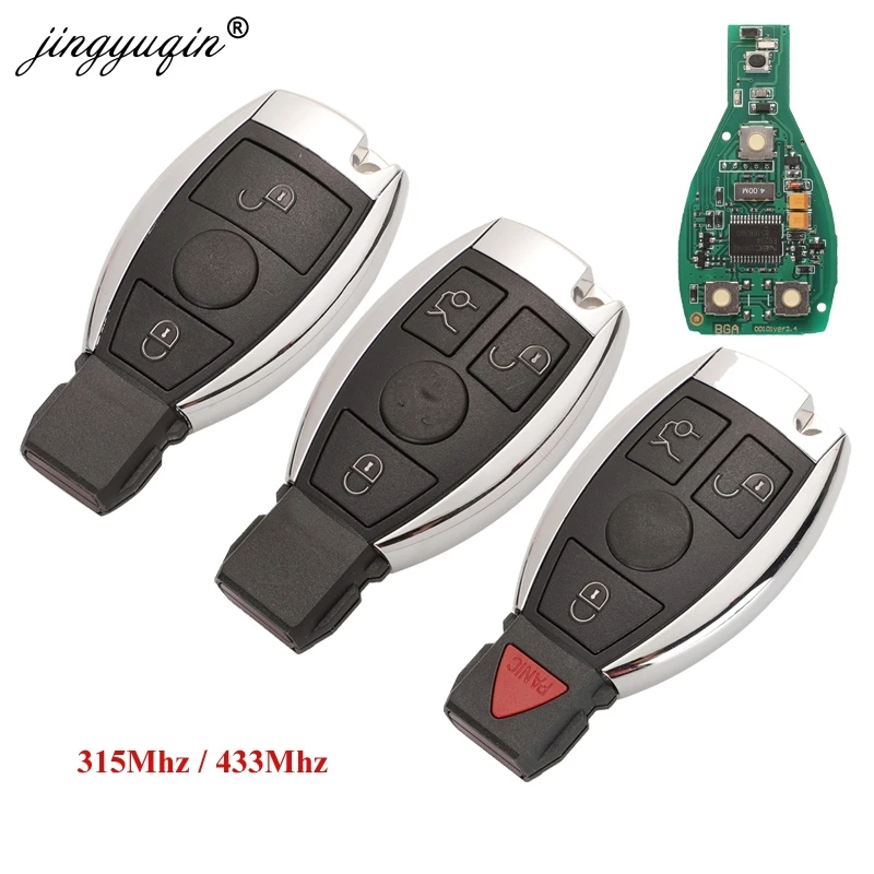 jingyuqin 5pcs 2/3 Button Remote Car Key Fob Replace For Mercedes for Benz year 2000+ NEC&BGA Entry Keyless Control 315/433MHz